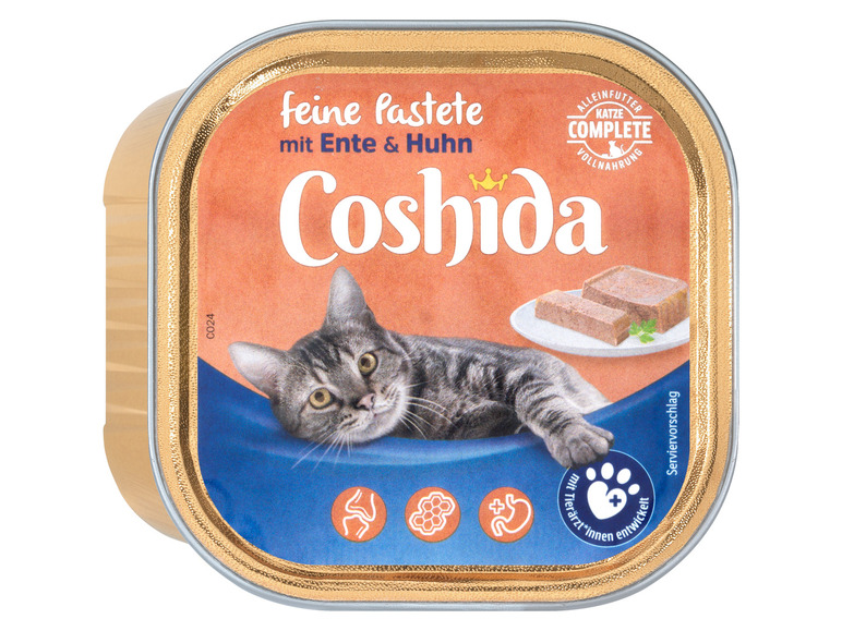 Gehe zu Vollbildansicht: COSHIDA Katzenvollnahrung feine Pastete mit Ente & Huhn, 12 x 100 g - Bild 2