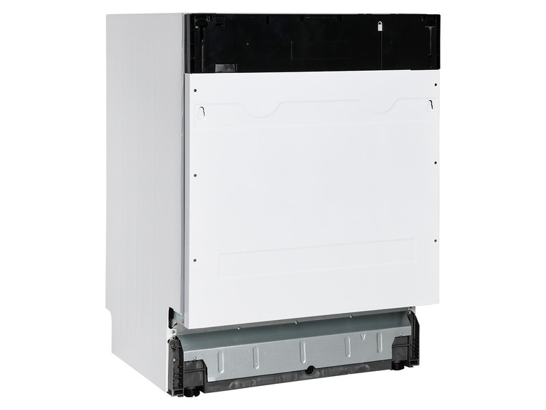 Ein weißer Geschirrspüler mit schwarzer Oberseite