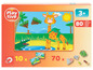 Ein 80-teiliges Playtive Puzzle mit Giraffe, Krokodil, Zebra und Elefant.