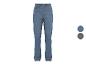 Eine blaue Jeans mit hoher Taille.