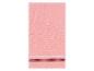 Ein rosa Handtuch mit einem dekorativen Rand.