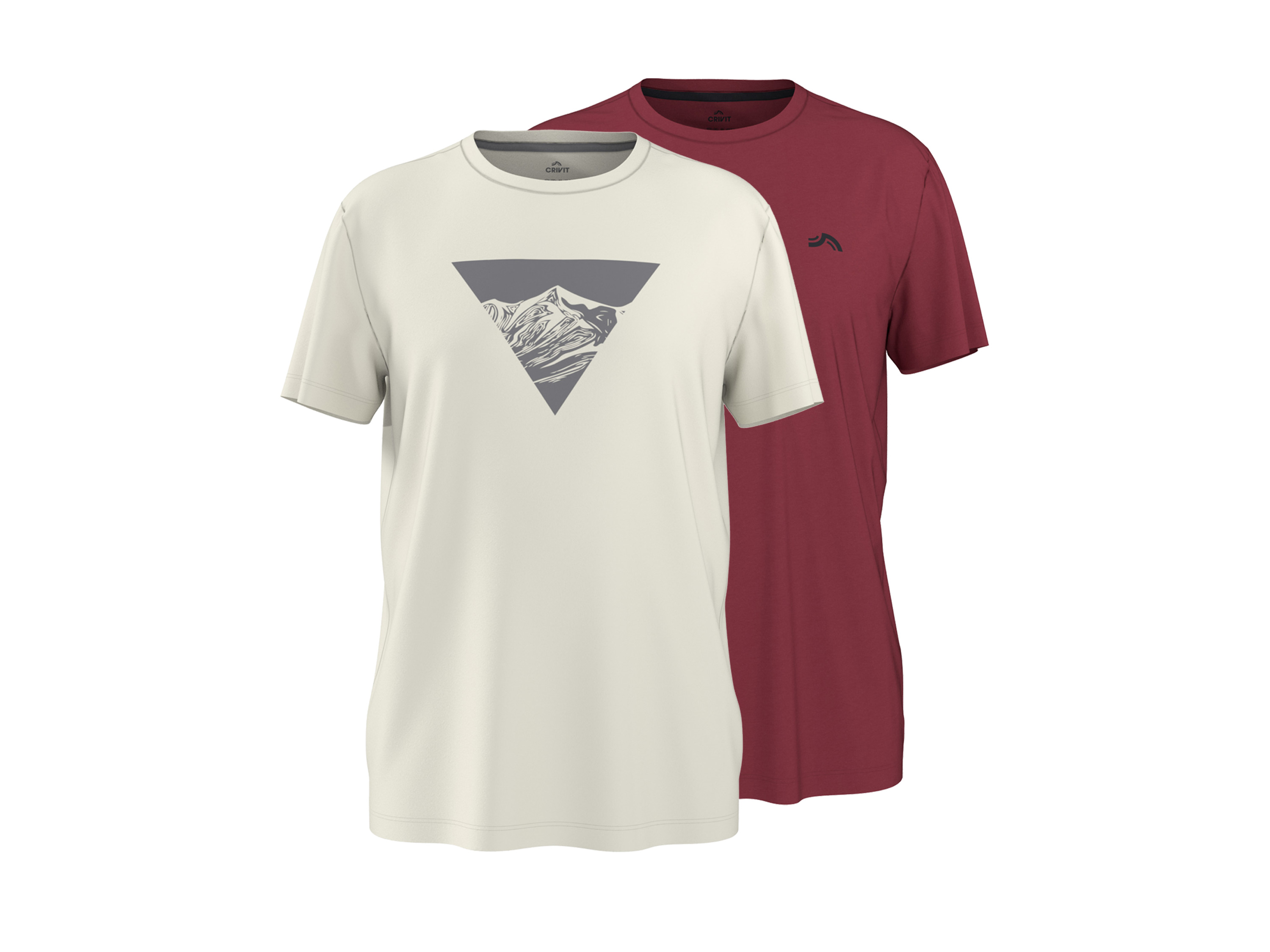 CRIVIT Herren Funktionsshirts, 2 Stück (rot/beige, L (52/54))