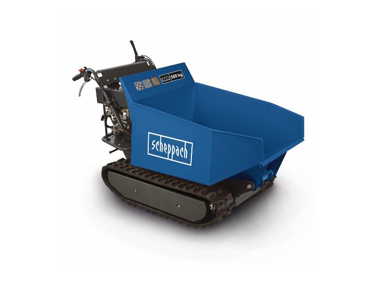 Blauer Scheppach Raupen-Minidumper mit 500 kg Tragfähigkeit