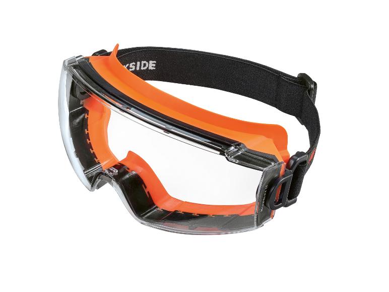 PARKSIDE Schutzbrille mit orangefarbenem Rahmen und schwarzem Gummiband