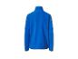 Blaue Fleecejacke mit Stehkragen, von hinten gesehen.