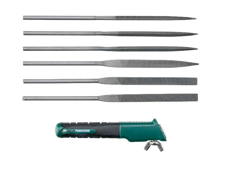 Parkside Feilenset mit sechs verschiedenen Feilen und einem Griff.