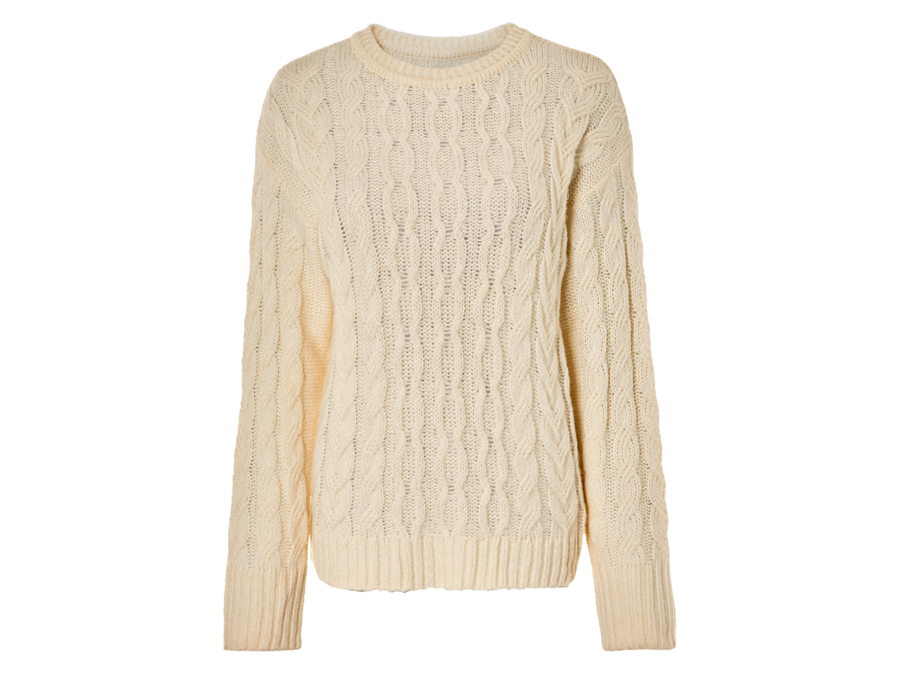 esmara® Damen Pullover (Beige, L(44/46))““ | rot Muster: beige: Zopfmuster Detail: überschnittene Schultern Schnitt: legerer Schnitt Ausschnitt: beige, rot: mit Rundhalsausschnitt grau/weiß/beige: mit Rollkragen Material: Polyacryl, 24 % Polyester recycelt, 15 % Polyamid, 4 % Wolle Pflegehinweis: waschen bei max. 30 °C Pflegeleicht nicht bleichen nicht im Wäschetrockner trocknen nicht bügeln nicht trockenreinigen Größe: XS 32/34 – L 44/46 Meine Lidl-Größe – so einfach gehts Einfach den Lidl-Größenrechner besuchen. Für deine Personengruppe und Produktgruppe die gemessenen Körpermaße eintragen und dann den Berechnen-Button betätigen. Schon wird dir deine Größe angezeigt. Oeko-Tex® Standard 100 Geprüft auf Schadstoffe Zertifizierungsnummer: 09.0.68536 Hohenstein Htti Standard 100 by Oeko-Tex® ist die weltweit bekannteste, unabhängige Zertifizierung schadstoffgeprüfter Textil- und Lederprodukte aller Art – vom Garn und den Stoffen bis hin zum gebrauchsfertigen Artikel. Das Label bestätigt