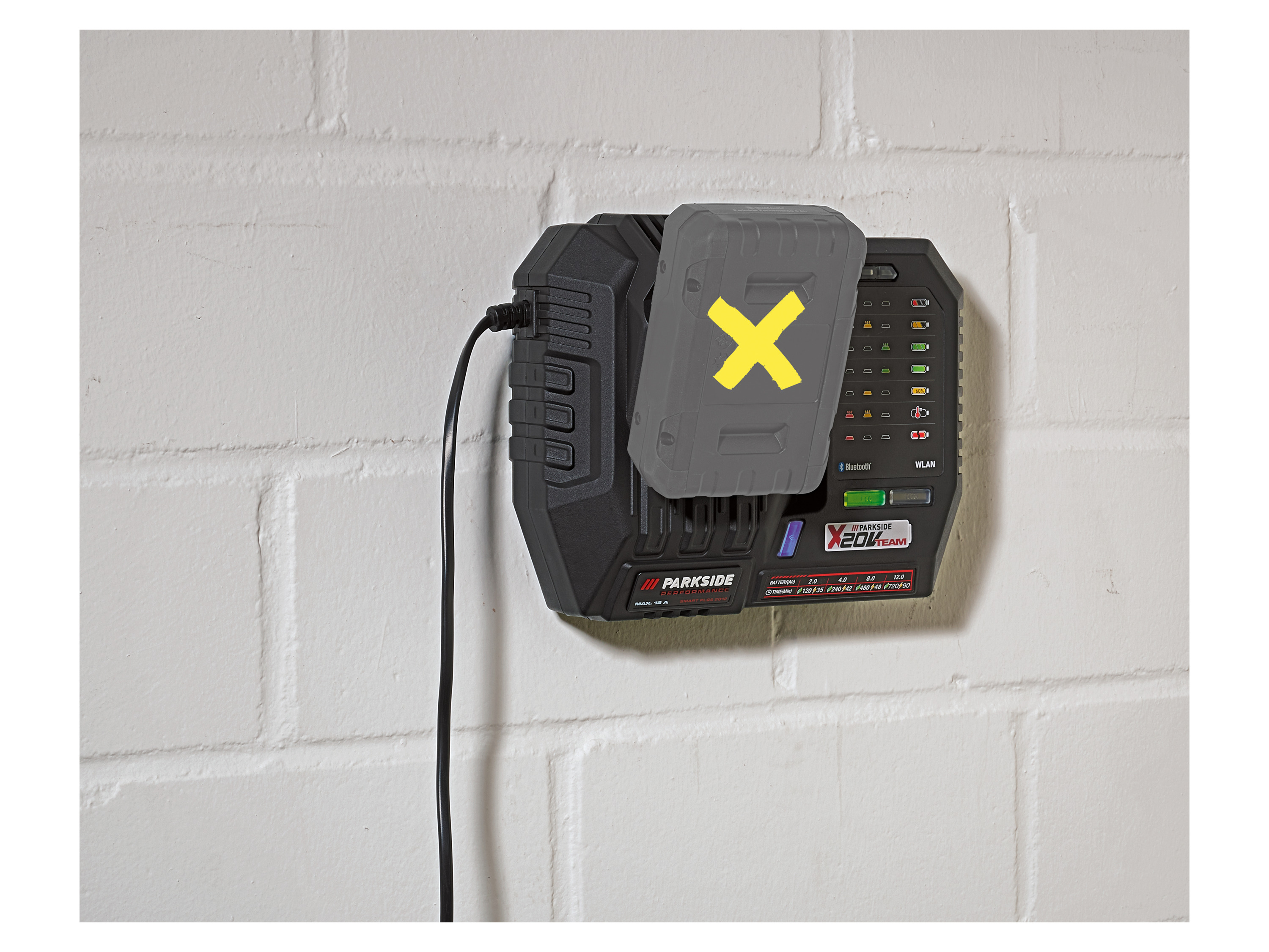 PARKSIDE PERFORMANCE® 20 V / 12 A Smart-Akku-Ladegerät »PLGS 2012 A1«, ohne Akku – Bild 3 von 4