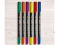 Sechs Crelando Dual-Tip Wasserfarbmarker in verschiedenen Farben.