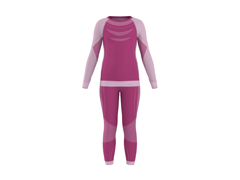 Damen-Thermo-Unterwäsche-Set in Pink und Hellrosa mit langen Ärmeln und Leggings.