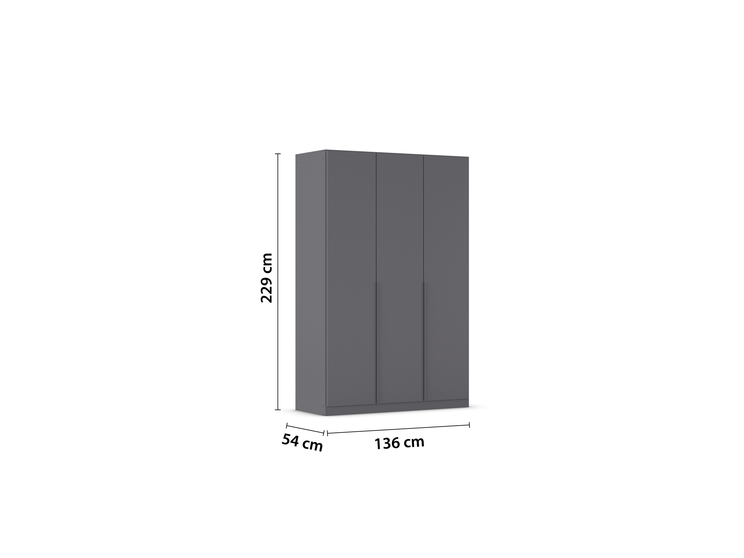 RAUCH ORANGE Drehtürenschrank Alabama (Basic-Zubehör, Graumetallic, Griffe Grau, 136 x 229 cm) – Bild 4 von 4