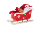 Roter Weihnachtsschlitten mit Weihnachtsmann und Lebkuchenmann.