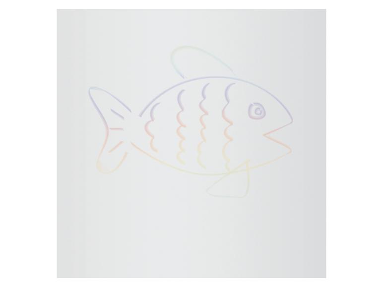 Regenbogenfisch auf weißem Hintergrund gezeichnet.
