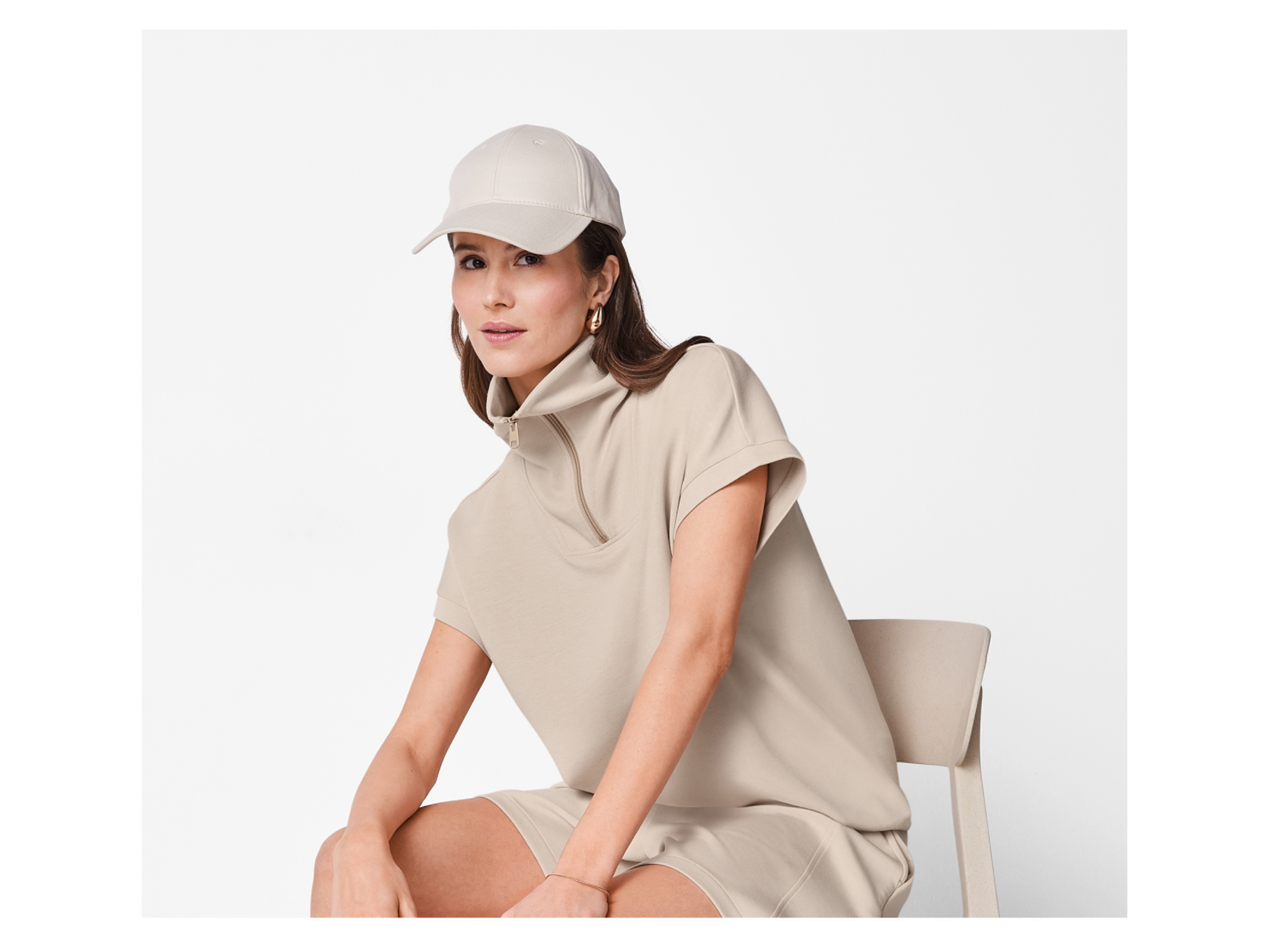 Thumbnail - esmara® Damen Sweatshirt, mit Half-Zip (Beige, L(44/46))