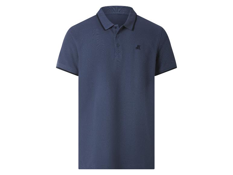 Dunkelblaues Herren-Poloshirt mit schwarzem Kragen und Ärmelbündchen
