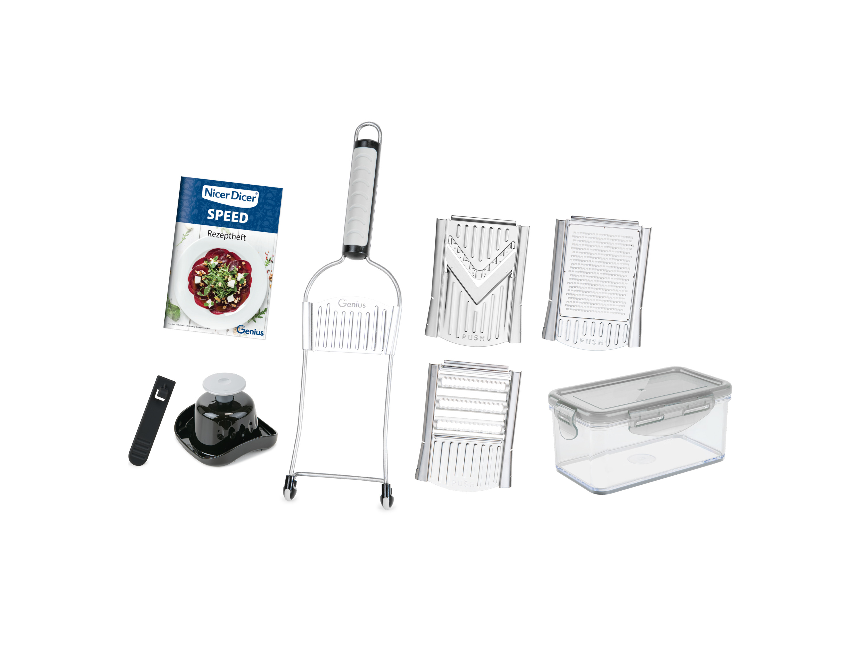 GENIUS NICER DICER Gemüsehobel/-schneider mit 3 Einsätzen »Speed«, 9-teilig