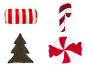 LIVARNO® Weihnachtliche Formkissen: gestreifte Rolle, Zuckerstange, Tanne, Bonbon