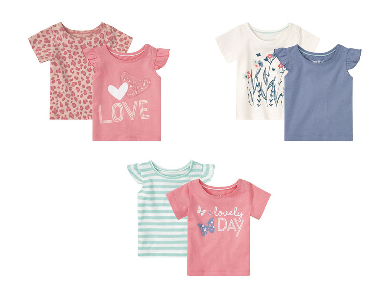 Gehe zu Vollbildansicht: lupilu Mädchen Baby T-Shirt, 2 Stück, mit Print - Bild 1