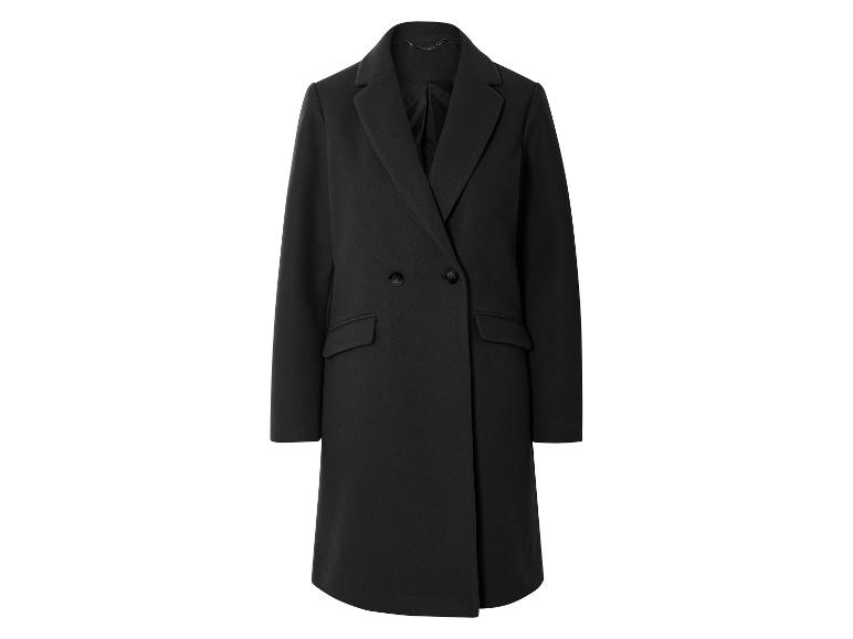 Langer, schwarzer, klassischer Doppelreihermantel.