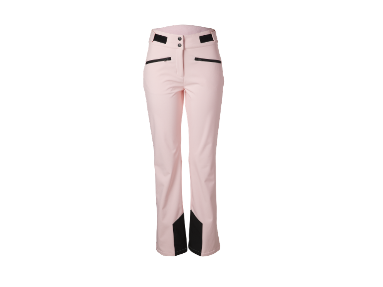 Rosa Damen-Skihose mit schwarzen Details.