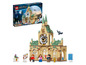 LEGO Harry Potter Hogwarts-Schloss mit Uhrturm und Minifiguren.