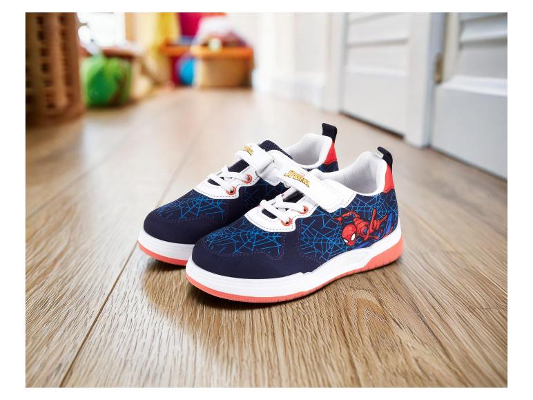 Kinderschuhe Spiderman, dunkelblau und rot.
