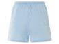 Hellblaue Musselin-Shorts.