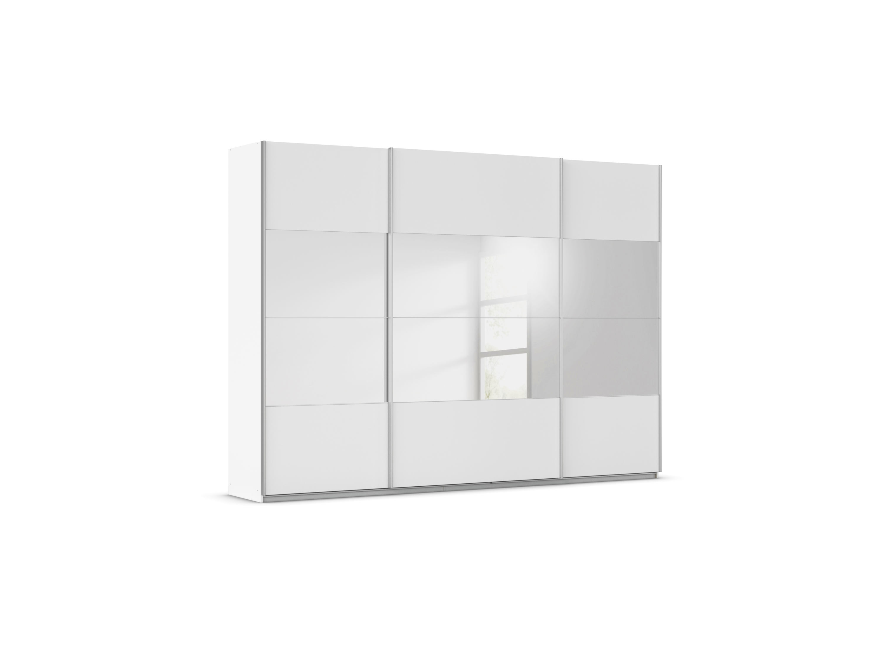 rauch ORANGE Quadra Schwebetürenschrank mit Spiegelelementen (Premium-Ausstattung, Korpus Weiß, Breite: 315cm/Höhe: 230cm) | 04053714217529