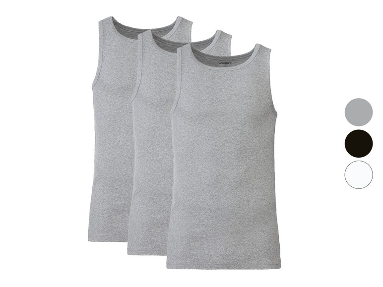 Drei graue Tanktops von Livergy.