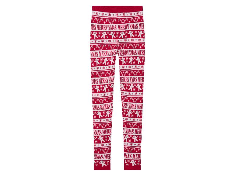 Rote Weihnachts-Leggings mit Lebkuchenmann-Muster.