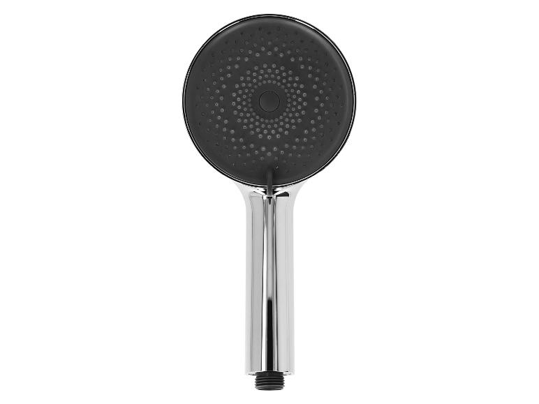 Verchromter Handbrausekopf mit schwarzer Düsenplatte