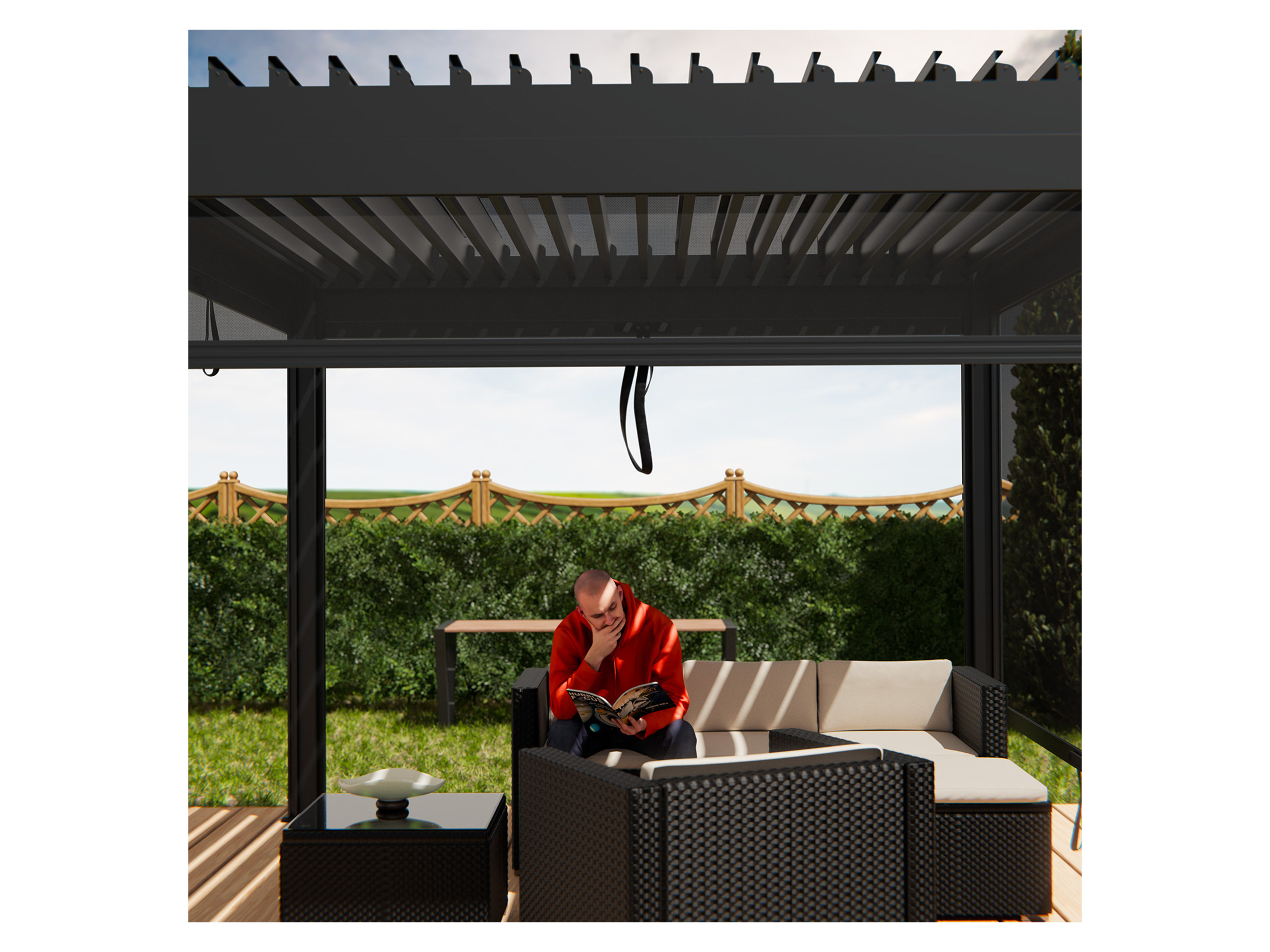 Thumbnail - Juskys Pergola / Lamellendach Tahiti (3 x 4 m, Anthrazit)""