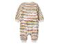 Gestreifter Baby-Strampler in Weiß mit bunten Streifen