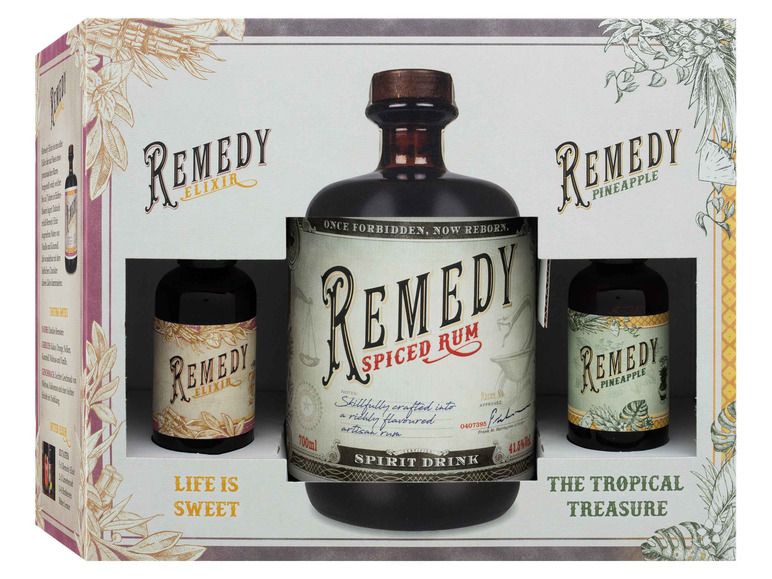 Gehe zu Vollbildansicht: Remedy Spiced Rum 41,5% Vol + 5cl Remedy Pineapple 40% Vol + 5cl Remedy Elixir 34% Vol - Bild 1
