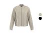 Beige Bomberjacke mit Reißverschluss und zwei Taschen, in zwei Farboptionen erhältlich.