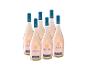 Sechs Flaschen Roséwein mit blauen Kapseln, beschriftet mit 'Terres du Midi Rosé'.