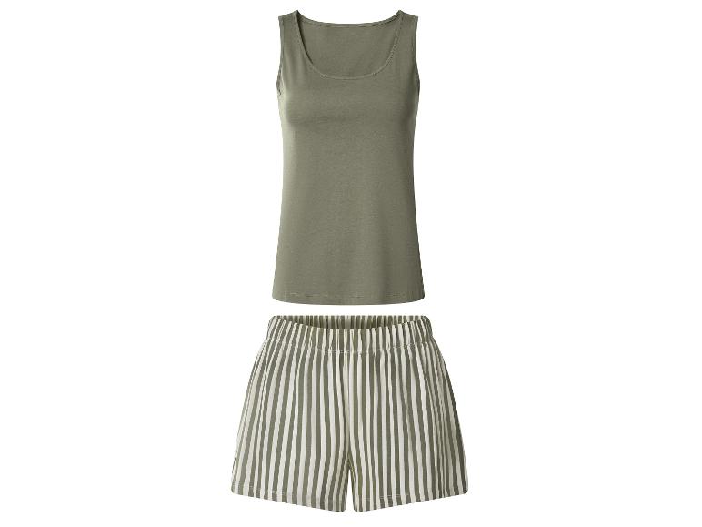 Sommer-Pyjama-Set mit grünem Tanktop und gestreiften Shorts