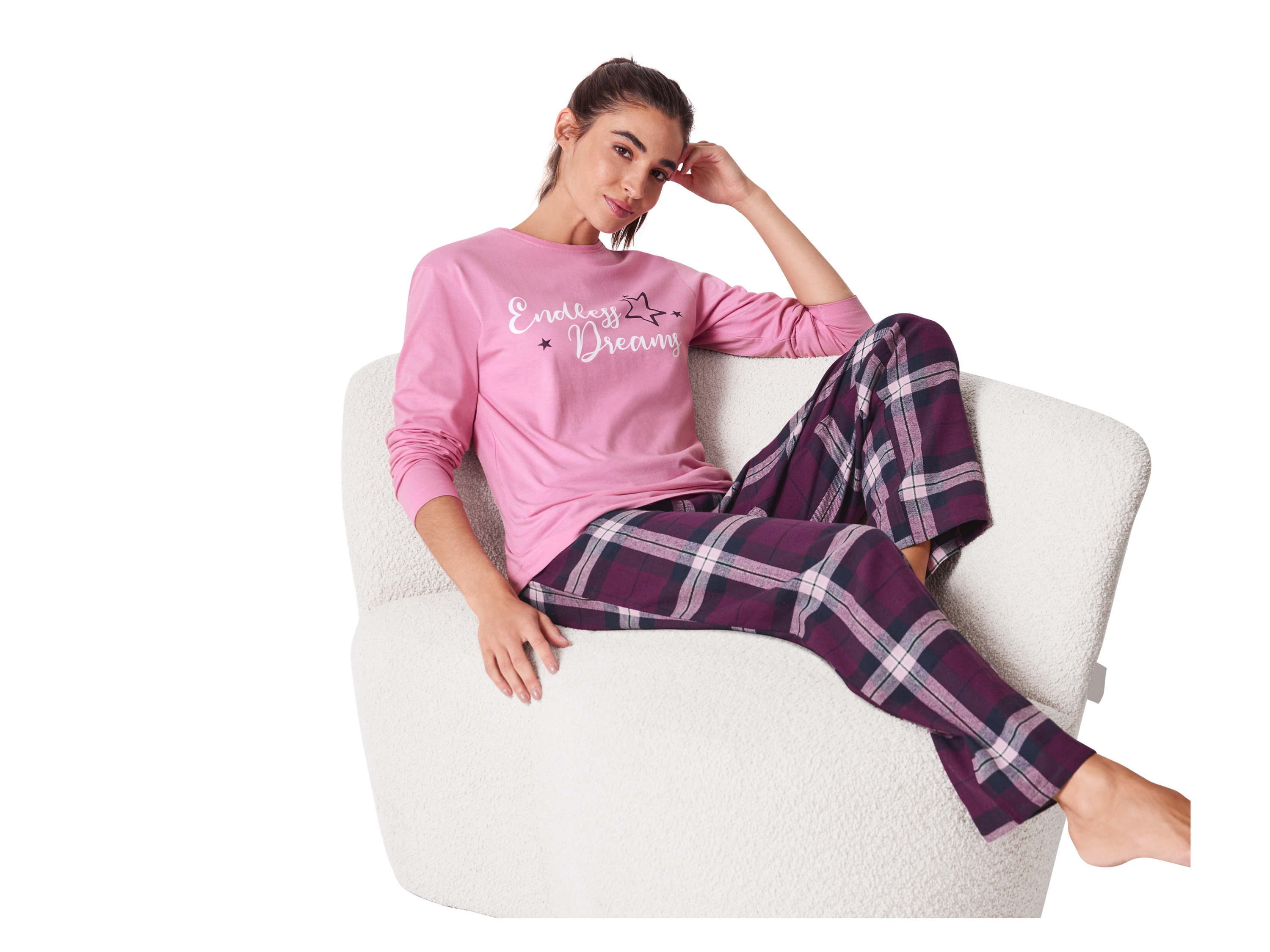 Thumbnail - esmara® Damen Pyjama mit Hose aus Flanell (pink/lila, L(44/46))