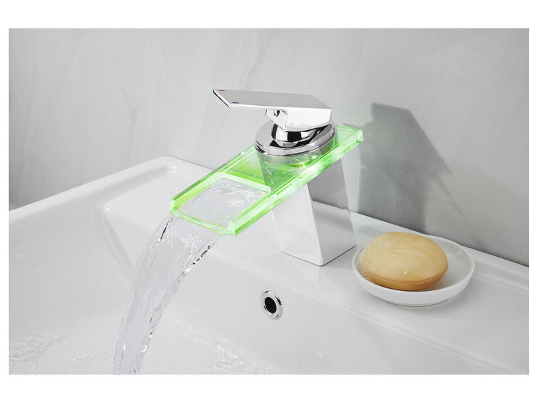 Gehe zu Vollbildansicht: LIVARNO home LED-Waschtischarmatur, mit Wasserfall-Auslauf - Bild 3