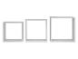Drei weiße quadratische Wandregale in verschiedenen Größen