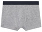 Graue Boxershorts mit dunkelblauem Band.