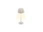 Weiße Tischlampe mit plissiertem Schirm und warmem Licht