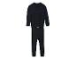 Schwarzes Thermounterwäsche-Set mit blauen Details, bestehend aus Oberteil und Hose.