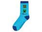 Blaue Minecraft Socken mit Creeper und Zombie Motiv.