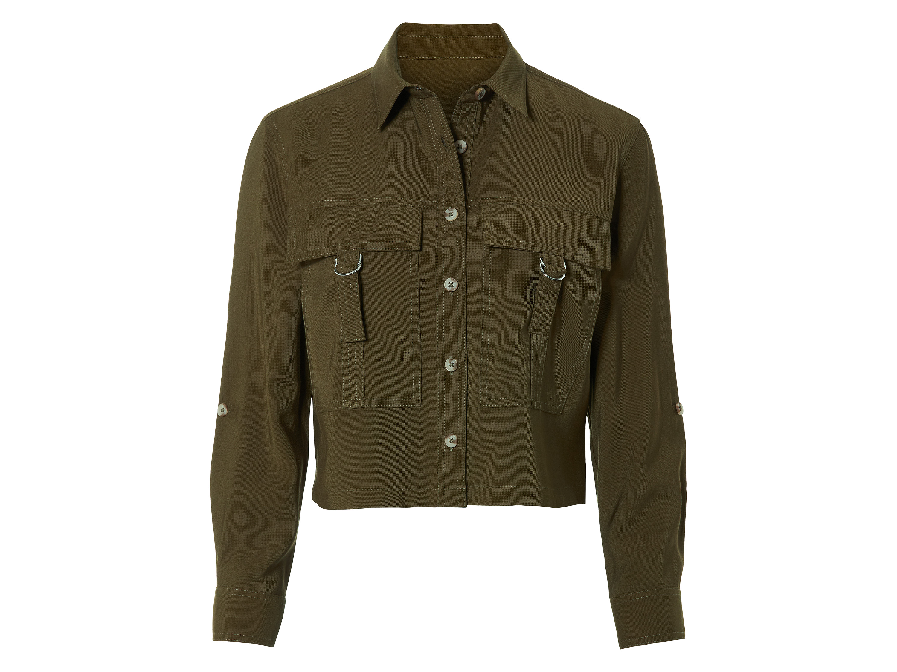 esmara® Damen Hemdjacke (46, khaki) | 04335747031281