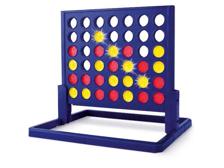 Ein blaues Connect Four Spielbrett mit gelben und roten Scheiben.