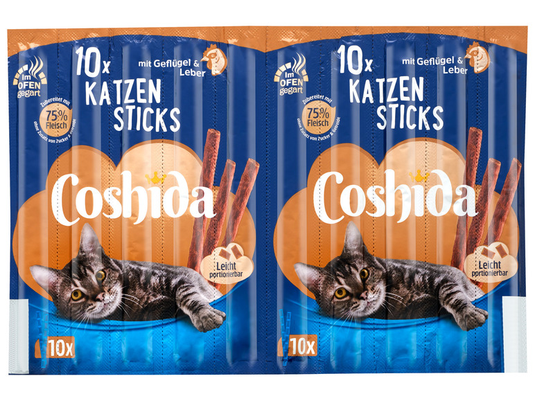Gehe zu Vollbildansicht: COSHIDA Katzensticks mit Geflügel & Leber, 10 x 50 g - Bild 2