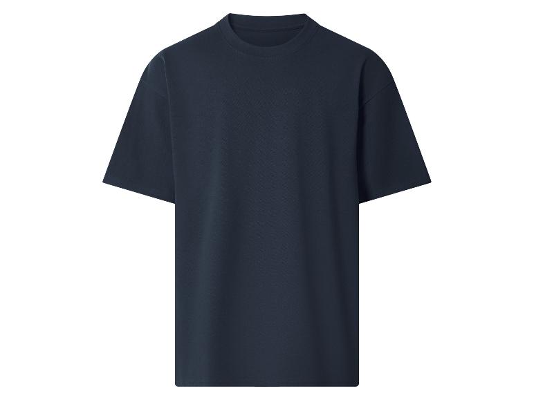 Einfaches marineblaues Kurzarm-T-Shirt mit Rundhalsausschnitt.