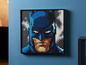 Ein LEGO® Art Kunstwerk mit einem Bild von Batman.