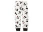 Weiße Pyjamahose mit Mickey-Mouse-Print und schwarzen Bündchen.